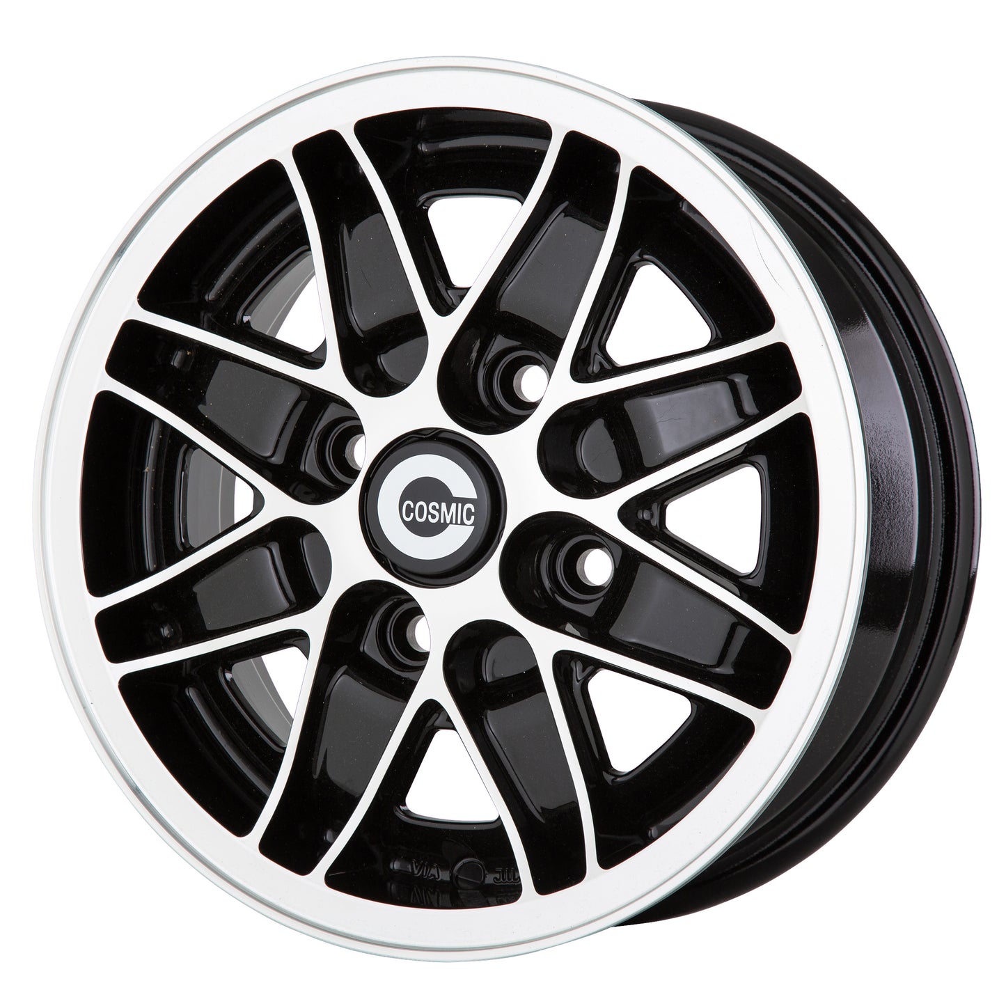 JBW COSMIC 13x5.5" 4x100 PCD ET+25 Black/D-Cut Alloy Wheel