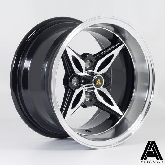Autostar Kanji 14x8" 4x114.3 PCD ET-5 BLACK/DCUT Alloy Wheel