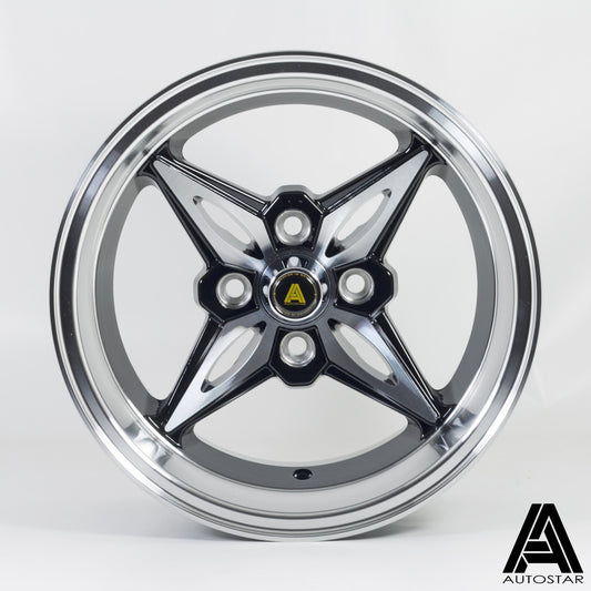 Autostar Kanji 14x8" 4x114.3 PCD ET-5 BLACK/DCUT Alloy Wheel