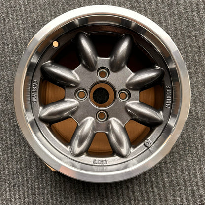 EX-DISPLAY SET Minilite UK 13x6” 4x98 PCD ET+20 / +15 GRY/DCUT Wheels