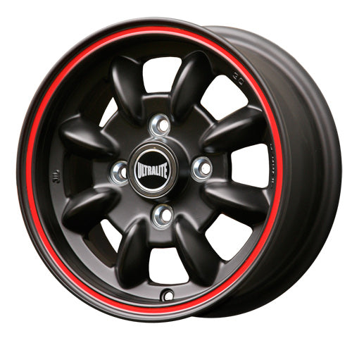 Ultralite Minilite 12x5" 4x101.6 PCD ET+30 Black with Red Pinline Alloy Wheel