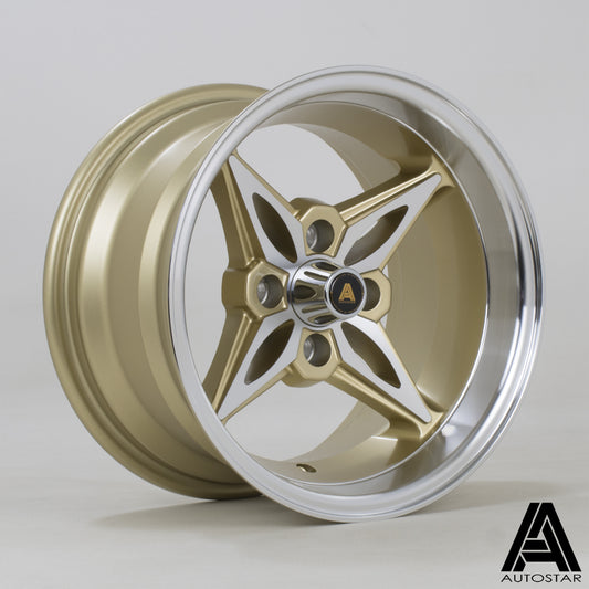 Autostar Kanji 14x8" 4x100 PCD ET-5 GOLD/DCUT Alloy Wheel