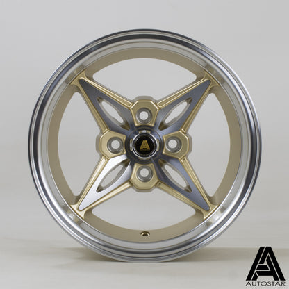 Autostar Kanji 14x8" 4x100 PCD ET-5 GOLD/DCUT Alloy Wheel