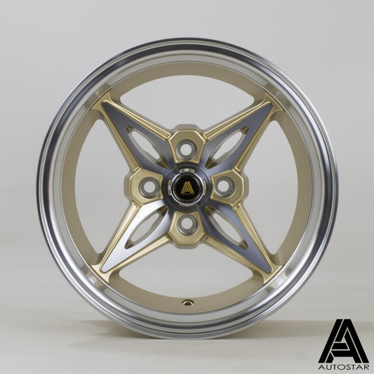 Autostar Kanji 14x8" 4x100 PCD ET-5 GOLD/DCUT Alloy Wheel