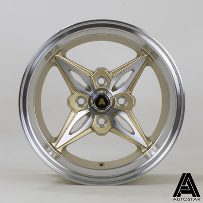 Autostar Kanji 14x9" 4x100 PCD ET-13 GOLD/DCUT Alloy Wheel