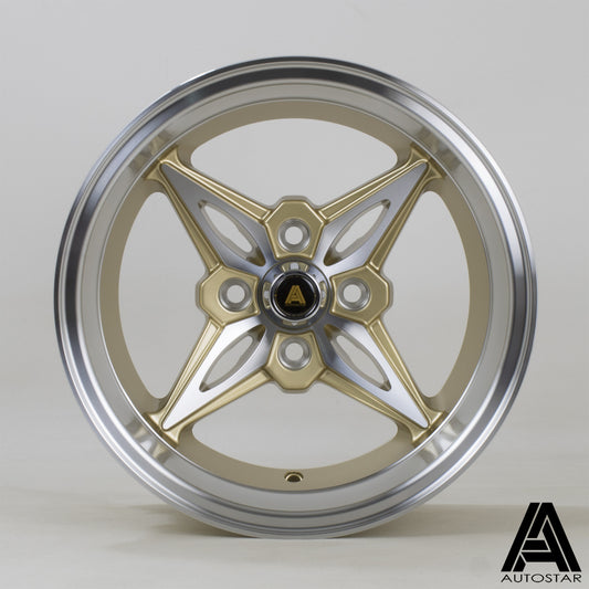 Autostar Kanji 14x9" 4x100 PCD ET-13 GOLD/DCUT Alloy Wheel