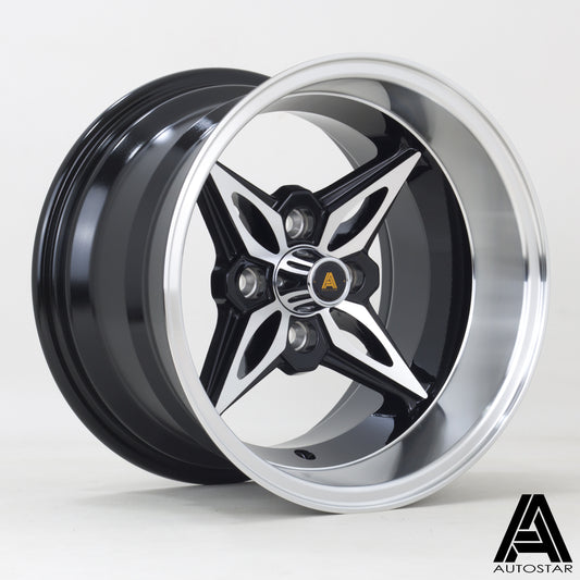 Autostar Kanji 14x9" 4x114.3 PCD ET-13 BLACK/DCUT Alloy Wheel