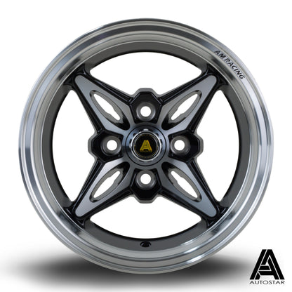 Autostar Kanji 13x7" 4x100 PCD ET-7 BLK/DCUT Alloy Wheel